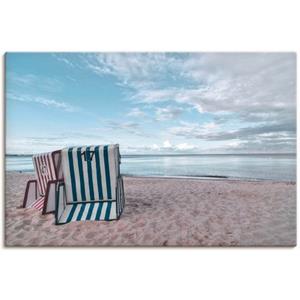 Artland Artprint Eenzame strandstoelen aan het Ostseestrand als artprint van aluminium, artprint op linnen, muursticker of poster in verschillende maten