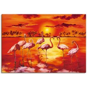 Artland Artprint Flamingo's als artprint van aluminium, artprint op linnen, muursticker of poster in verschillende maten