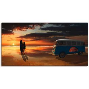 Artland Artprint Surfen in Californië met Bulli T1 als artprint van aluminium, artprint op linnen, muursticker of poster in verschillende maten