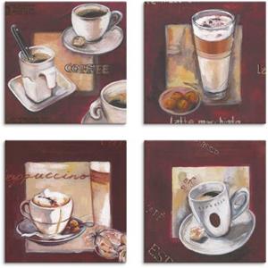 Artland Artprint op linnen Koffie I, -II, -III, -IV set van 4, verschillende maten (4 stuks)