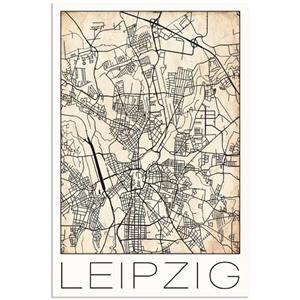 Artland Artprint Retro kaart Leipzig Duitsland Grunge als artprint van aluminium, artprint op linnen, muursticker of poster in verschillende maten