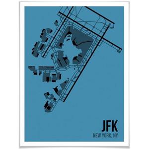 Wall-Art Poster Artprint JFK plattegrond New York Poster, artprint, wandposter (1 stuk)