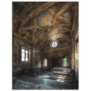 Artland Artprint Lost Place Bij het raam fauteuil - Lost Place oude kerk architectuur als artprint van aluminium, artprint op linnen, muursticker of poster in verschillende maten