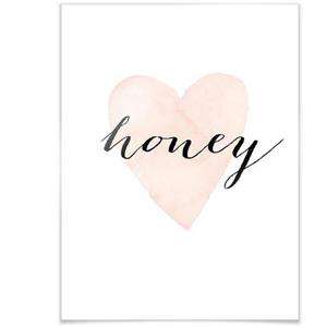 Wall-Art Poster Hart honing opschrift honey Poster, artprint, wandposter (1 stuk)