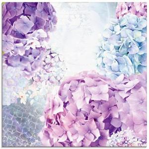 Artland Print op glas Blauw en pink hortensia in verschillende maten