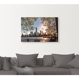 Artland Artprint Zonsopkomst boven New York als artprint van aluminium, artprint op linnen, muursticker of poster in verschillende maten