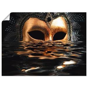 Artland Artprint Venetiaans masker met bladgoud als artprint van aluminium, artprint op linnen, muursticker of poster in verschillende maten