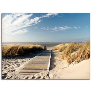 Artland Artprint Noordzeestrand op Langeoog - pier als artprint van aluminium, artprint op linnen, muursticker of poster in verschillende maten