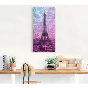 Artland Artprint Parijs Eiffeltoren paars/blauw als artprint van aluminium, artprint op linnen, muursticker of poster in verschillende maten