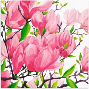 Artland Artprint Pinkkleurige magnolia's als artprint van aluminium, artprint op linnen, muursticker of poster in verschillende maten