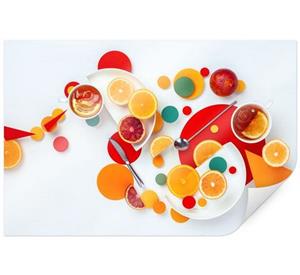 Wall-Art Poster Abstract citroen ijsthee sinaasappel Poster, artprint, wandposter (1 stuk)