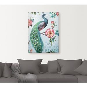 Artland Artprint Blauw gevederde pauw als artprint op linnen, muursticker of poster in verschillende maten