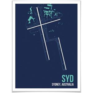 Wall-Art Poster Artprint SYD plattegrond Sydney Poster, artprint, wandposter (1 stuk)