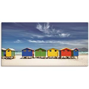 Artland Artprint Veelkleurige strandhuisjes bij Kaapstad als artprint van aluminium, artprint op linnen, muursticker of poster in verschillende maten