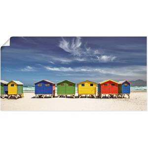 Artland Artprint Veelkleurige strandhuisjes bij Kaapstad als artprint van aluminium, artprint op linnen, muursticker of poster in verschillende maten