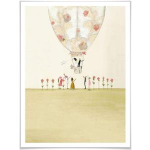 Wall-Art Poster Huwelijksfeest decoratie heteluchtballon Poster, artprint, wandposter (1 stuk)