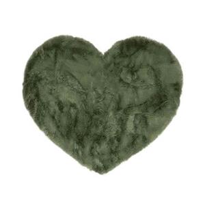 Tapeso Kindervloerkleed hartje - Fluffy olijfgroen - 70x80 cm - Groen