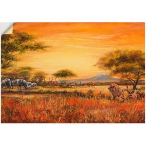 Artland Artprint Afrikaanse steppe met leeuwen als artprint van aluminium, artprint op linnen, muursticker of poster in verschillende maten