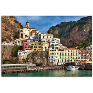 Artland Artprint Haven van Amalfi aan de Amalfikust als artprint van aluminium, artprint op linnen, muursticker of poster in verschillende maten