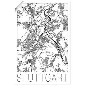 Artland Artprint Retro kaart Stuttgart Duitsland als artprint van aluminium, artprint op linnen, muursticker of poster in verschillende maten