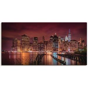 Artland Artprint New York City Impressie 's nachts als artprint van aluminium, artprint op linnen, muursticker of poster in verschillende maten