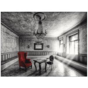 Artland Artprint Lost Place - rode fauteuil als artprint van aluminium, artprint op linnen, muursticker of poster in verschillende maten