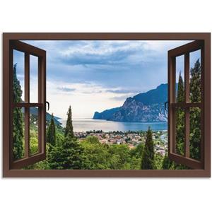 Artland Wandbild "Gardasee durchs braune Fenster", Seebilder, (1 St.), als Alubild, Outdoorbild, Leinwandbild, Poster in verschied. Größen