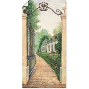 Artland Wandbild "Fresco - Blick durchs Gartentor", Garten, (1 St.), als Alubild, Leinwandbild, Wandaufkleber oder Poster in versch. Größen