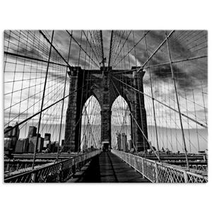 Artland Artprint Brooklyn Bridge - zwart/wit als artprint van aluminium, artprint op linnen, muursticker of poster in verschillende maten