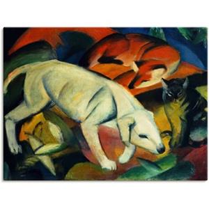 Artland Artprint Drie dieren (hond vos en kat). 1912 als artprint van aluminium, artprint op linnen, muursticker of poster in verschillende maten