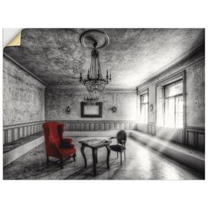 Artland Artprint Lost Place - rode fauteuil als artprint van aluminium, artprint op linnen, muursticker of poster in verschillende maten