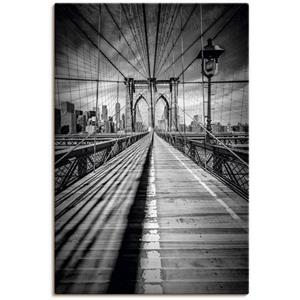 Artland Artprint Brooklyn Bridge, New York City monochroom als artprint van aluminium, artprint op linnen, muursticker of poster in verschillende maten