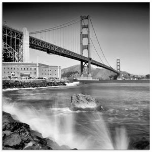 Artland Print op glas Golden Gate Bridge met branding in verschillende maten