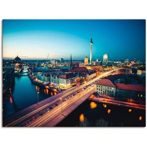 Artland Artprint Berlijn Cityscape ‘	s avonds als artprint van aluminium, artprint op linnen, muursticker of poster in verschillende maten