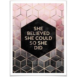 Wall-Art Poster Roze Goud citaat hexagon opschrift Poster, artprint, wandposter (1 stuk)
