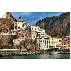 Artland Artprint Haven van Amalfi aan de Amalfikust als artprint van aluminium, artprint op linnen, muursticker of poster in verschillende maten