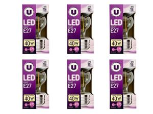 U E27 LED Lamp 4.6-40W Extra Warm Wit 6-Pack