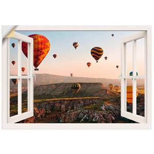 Artland Artprint Blik uit het venster Cappadocië ballonvaart als artprint van aluminium, artprint op linnen, muursticker of poster in verschillende maten