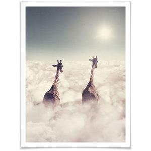 Wall-Art Poster "Safari Giraffen in den Wolken", Tiere, (1 St.), Poster, Wandbild, Bild, Wandposter