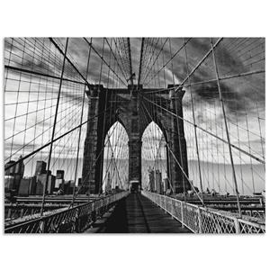 Artland Artprint Brooklyn Bridge - zwart/wit als artprint van aluminium, artprint op linnen, muursticker of poster in verschillende maten