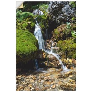 Artland Artprint Kleine waterval in de bergen als artprint van aluminium, artprint op linnen, muursticker of poster in verschillende maten