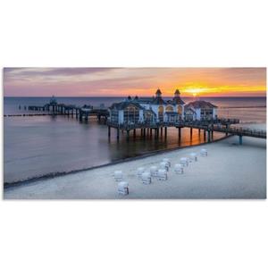 Artland Artprint RÜGEN-pier in Sellin zonsopgang als artprint van aluminium, artprint op linnen, muursticker of poster in verschillende maten