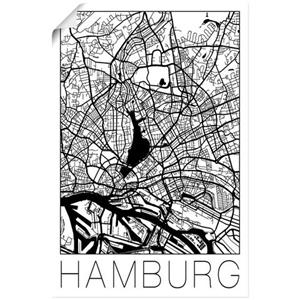 Artland Artprint Retro kaart Hamburg Duitsland als artprint van aluminium, artprint op linnen, muursticker of poster in verschillende maten