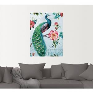 Artland Artprint Blauw gevederde pauw als artprint op linnen, muursticker of poster in verschillende maten