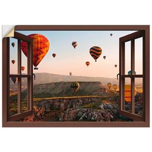 Artland Artprint Blik uit het venster Cappadocië ballonvaart als artprint van aluminium, artprint op linnen, muursticker of poster in verschillende maten