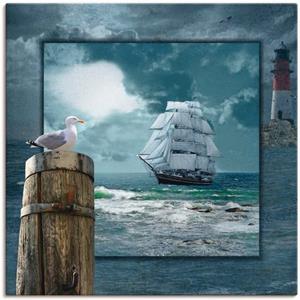 Artland Artprint Maritieme collage met zeilschip als artprint op linnen, muursticker of poster in verschillende maten