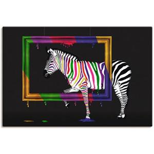 Artland Artprint De regenboog zebra als artprint van aluminium, artprint op linnen, muursticker of poster in verschillende maten