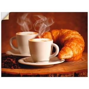 Artland Artprint Stomende cappuccino en croissant als artprint van aluminium, artprint op linnen, muursticker of poster in verschillende maten