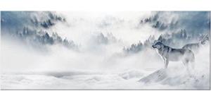 Wall-Art Acrylglasbild "Wölfe im Schnee - Panorama", in 2 Größen