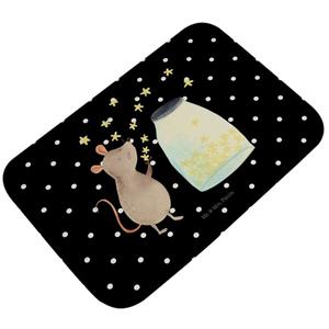 Mr. & Mrs. Panda Badematte Maus Sterne - Schwarz - Geschenk, Tiere, Kind, Badteppich, süße Tierm , Höhe 1 mm, 100% Polyester, rechteckig